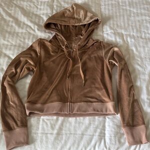 Aerie Tan Cropped Velvet Jacket